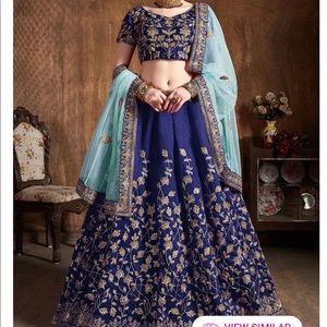 Navy Blue Art Silk A Line Lehenga